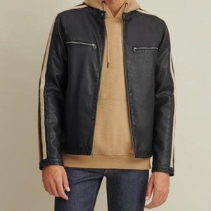 WILSONS LEATHER BLACK PU MOTO JACKET